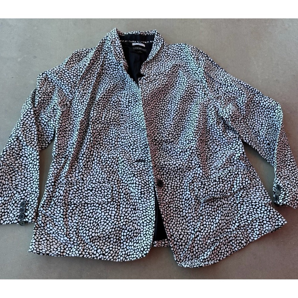Lane Bryant Modernist Collection Black/White Animal Print Lined Button Jacket 20